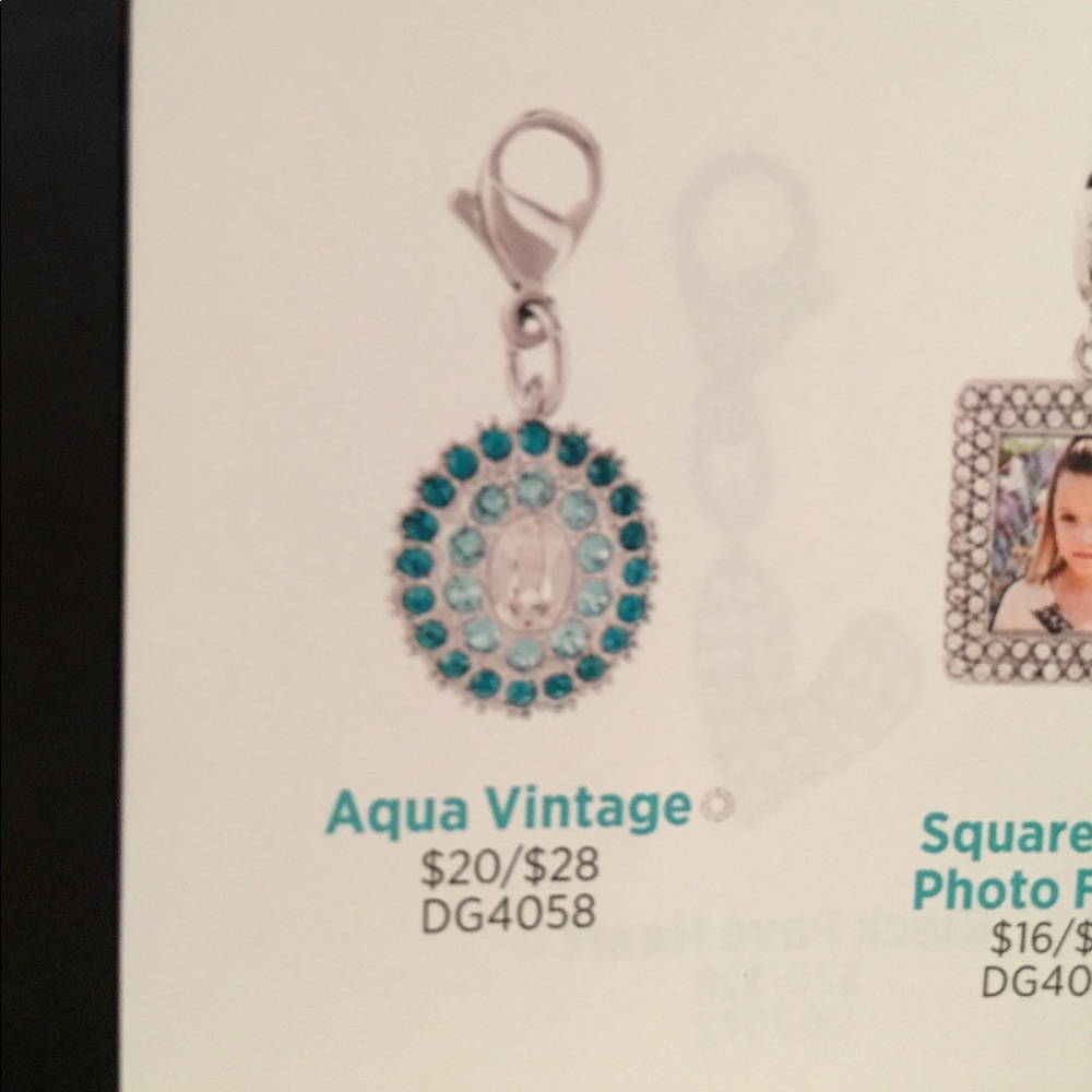 Aqua Origami Owl dangle
